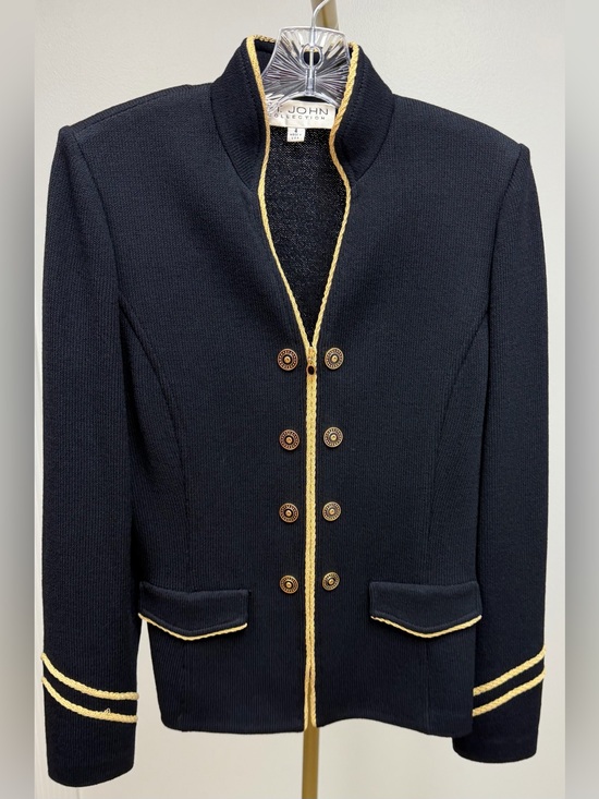 St. John Jackets & Blazers - St. John Black Knit Blazer with Gold Braid Trim Size 4
